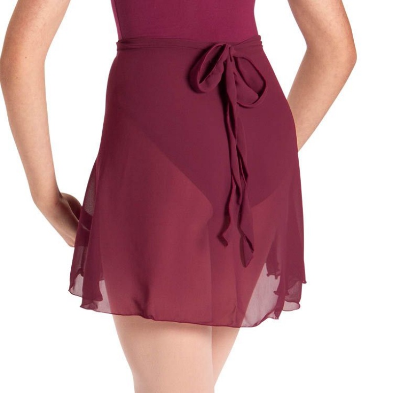 Women's Bloch Chantay Long Tulip Wrap Skirts Burgundy | USDYB57278