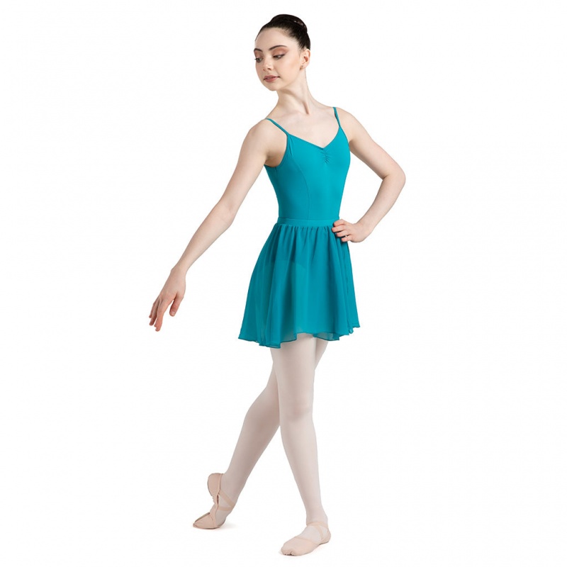 Women's Bloch Chezanne Chiffon Mock Wrap Skirts Teal | GUSUC18039