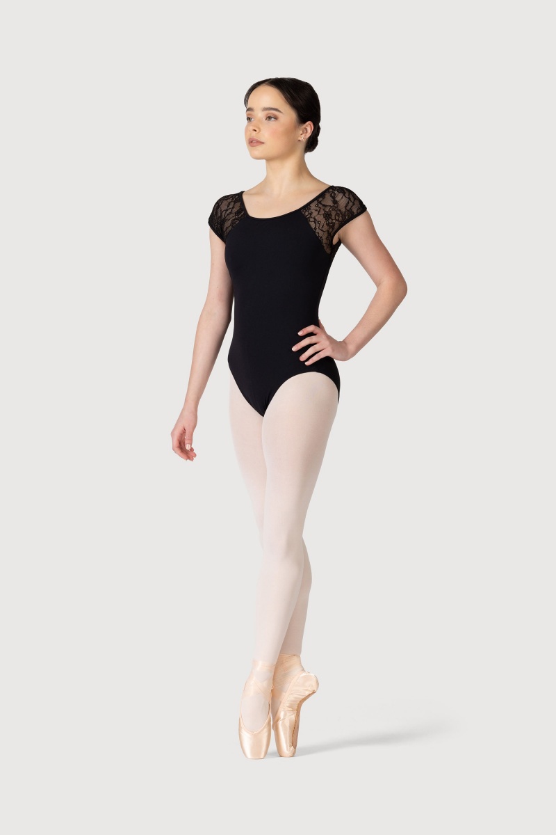 Women's Bloch Chiwa Lace Button Leotards Black | AUSDF20855