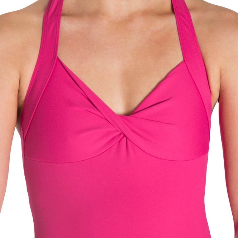 Women's Bloch Cinnamon Halter Leotards Hot Pink | UUSND99658