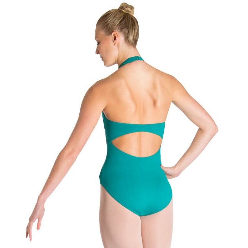 Women\'s Bloch Cinnamon Halter Leotards Jade | EUSHC11310