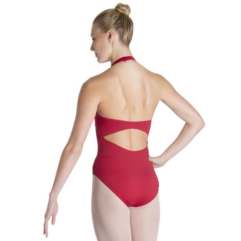 Women\'s Bloch Cinnamon Halter Leotards Red | USQCS66585