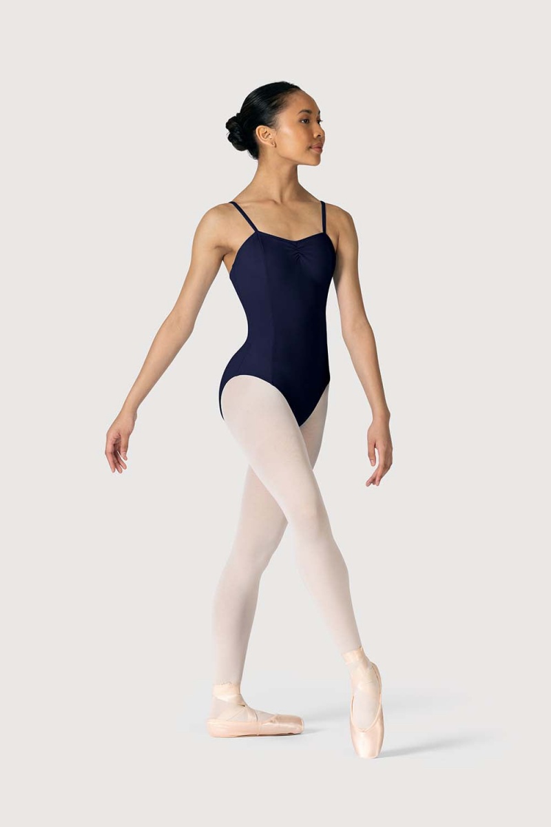 Women's Bloch Claudette Gathered Cami Leotards Navy | DUSKV78248