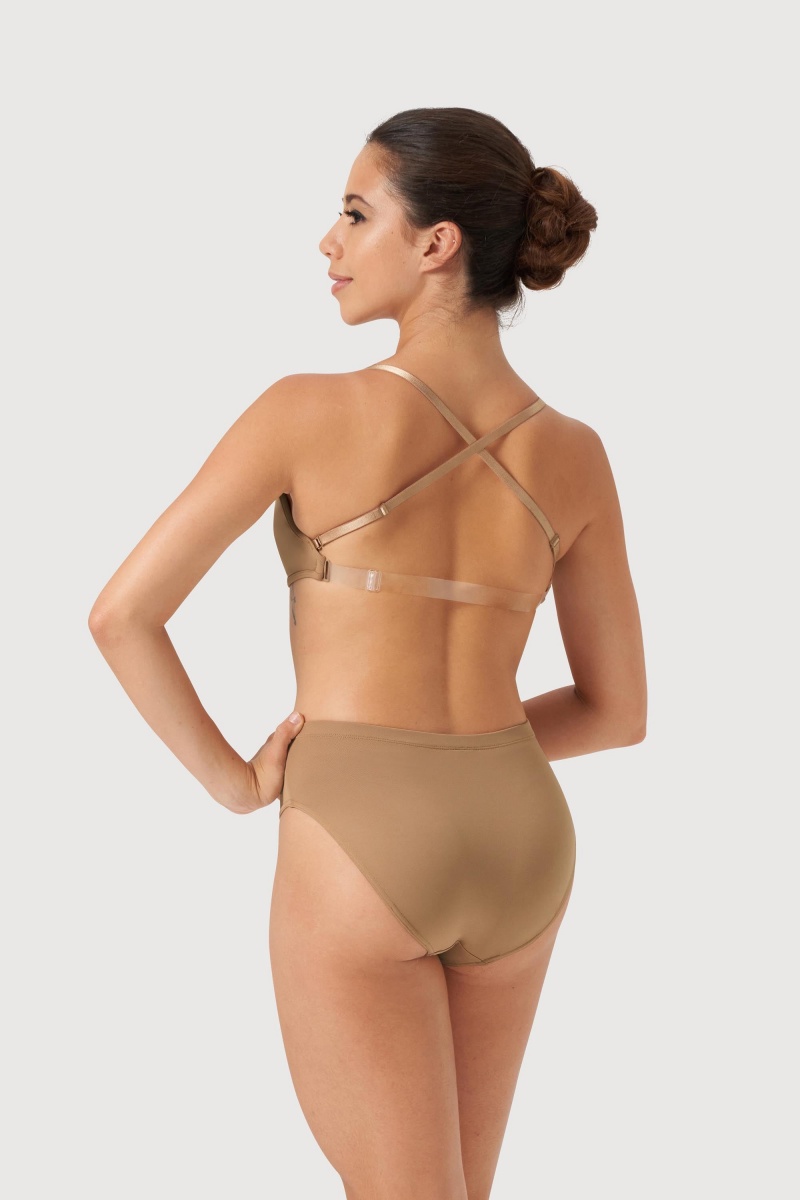 Women's Bloch Deva V Front Underwear Tan | LUSSX77236