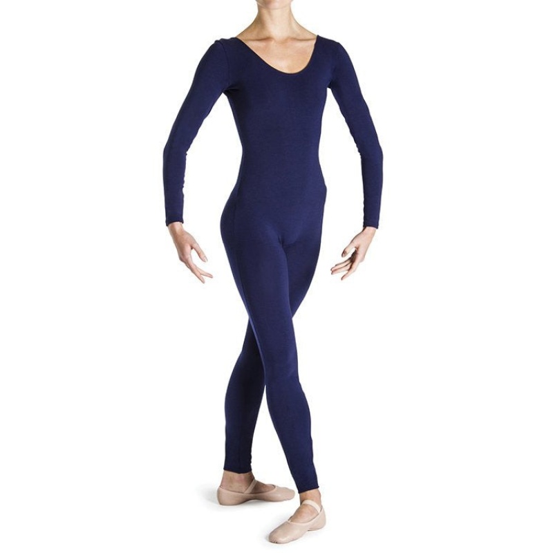 Women\'s Bloch Eugene Long Sleeve Scoop Unitards Navy | USNEJ67896