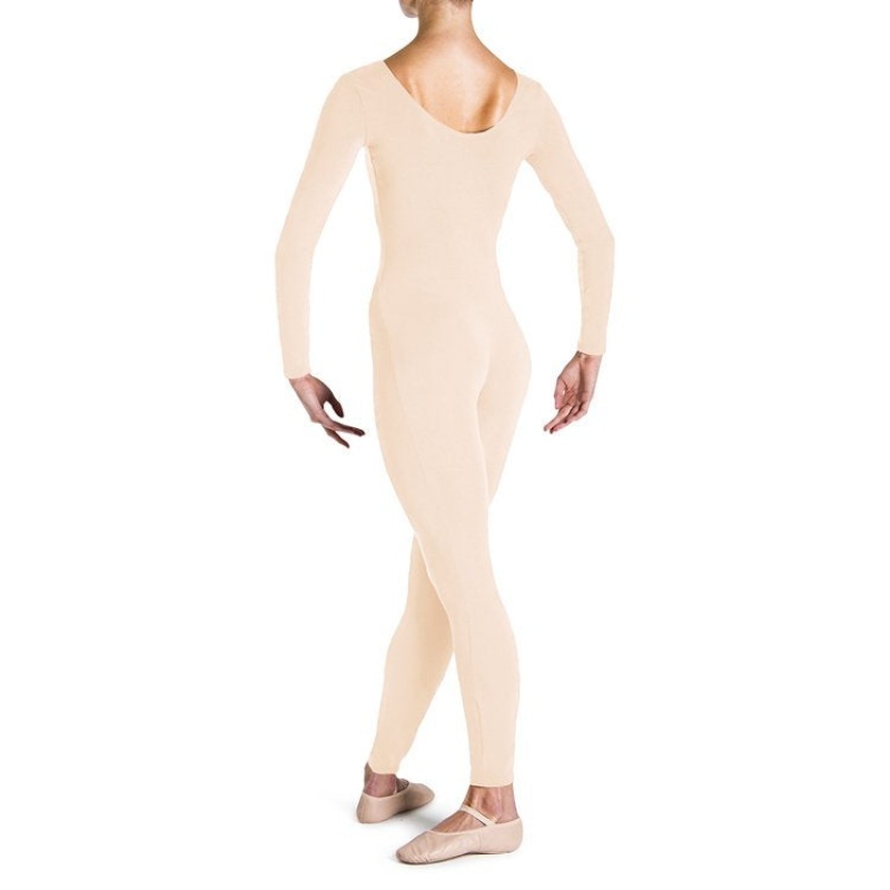 Women's Bloch Eugene Long Sleeve Scoop Unitards Wheat | DUSKV65384