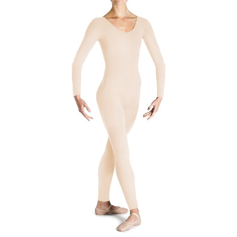 Women\'s Bloch Eugene Long Sleeve Scoop Unitards Wheat | DUSKV65384