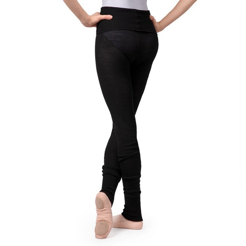 Women's Bloch Full Length Roll Waist Womens Warmup Pant Knitwear Black | UUSND94491