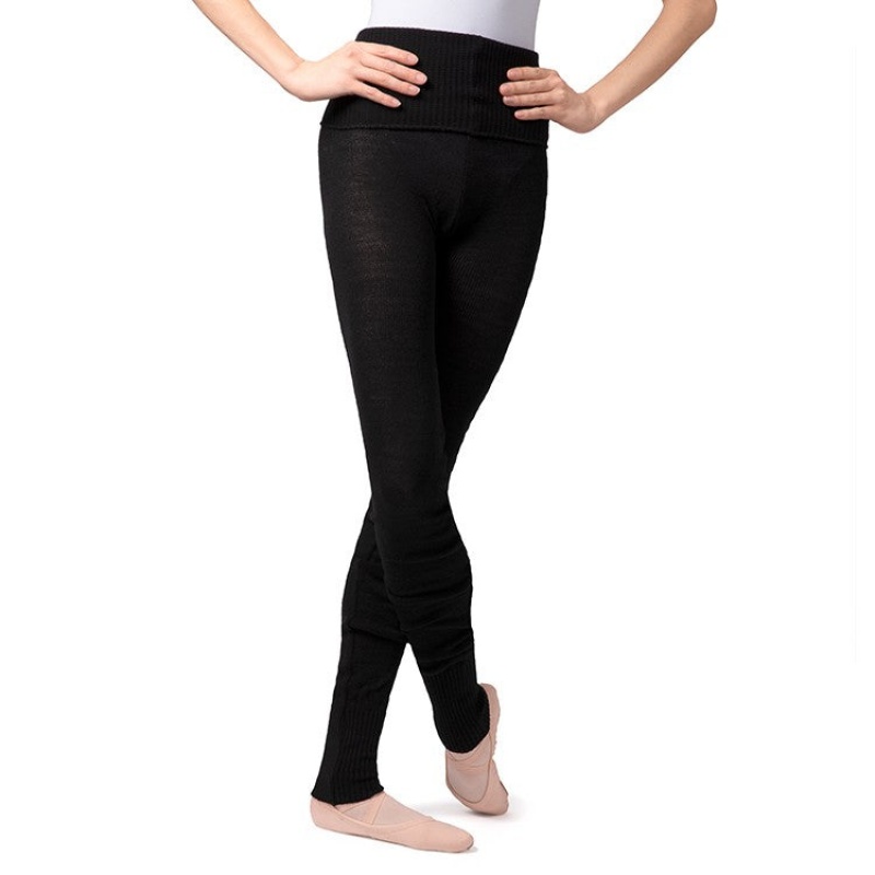 Women\'s Bloch Full Length Roll Waist Womens Warmup Pant Knitwear Black | UUSND94491