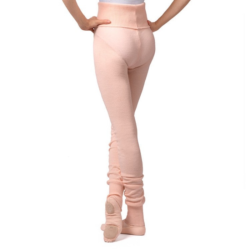 Women's Bloch Full Length Roll Waist Womens Warmup Pant Knitwear Pink | USICD45923