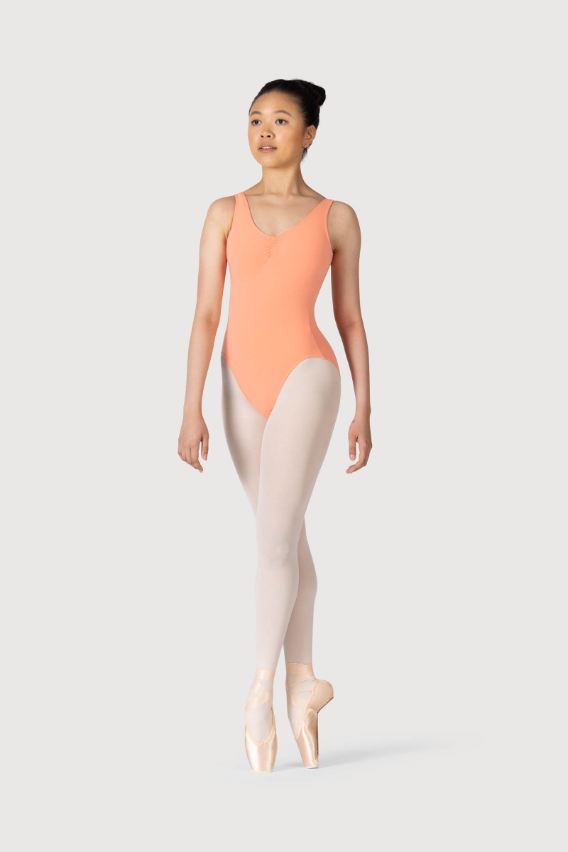 Women's Bloch Gathered Front With Low Back Leotards Guava | FUSUI93597