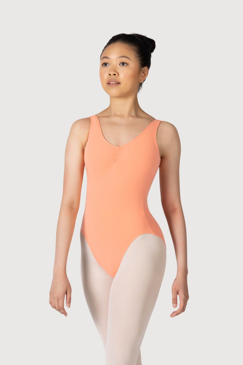 Women\'s Bloch Gathered Front With Low Back Leotards Guava | FUSUI93597