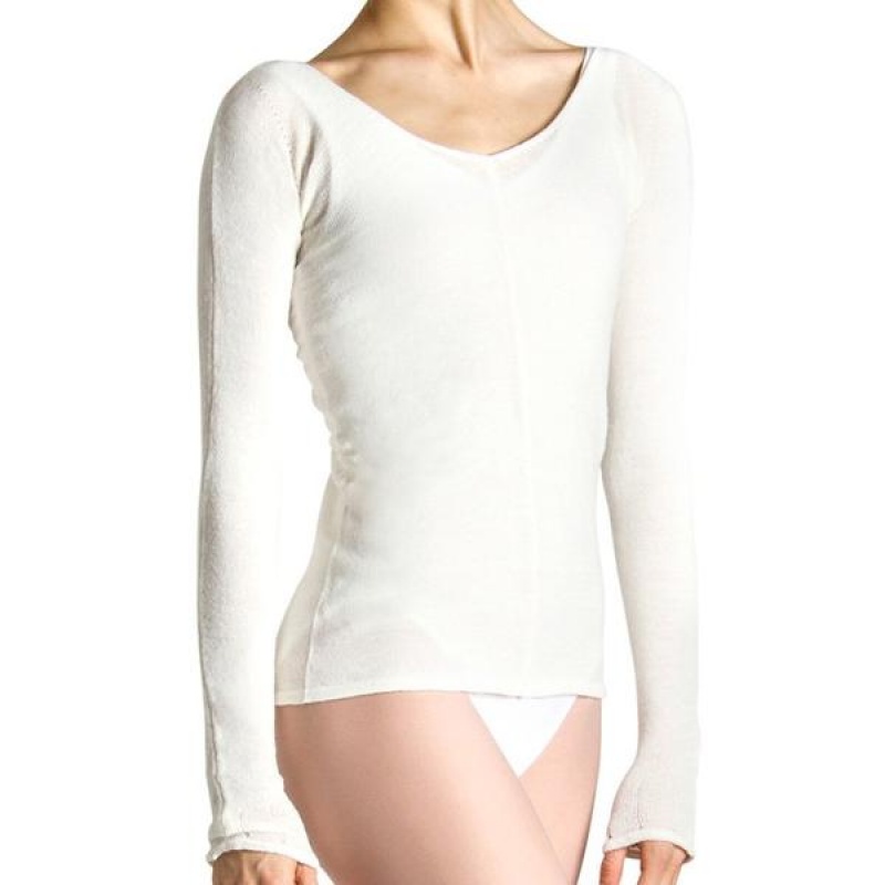 Women\'s Bloch Kara Long Sleeve Knitwear White | USDFL75188