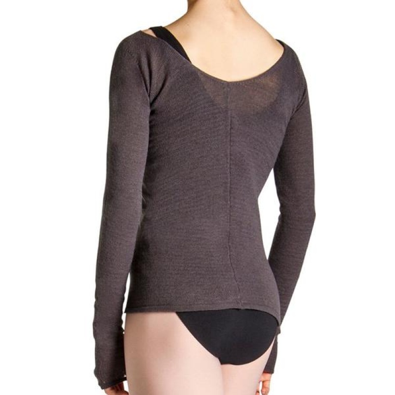 Women's Bloch Kara Long Sleeve V Tops Charcoal | UUSND84932