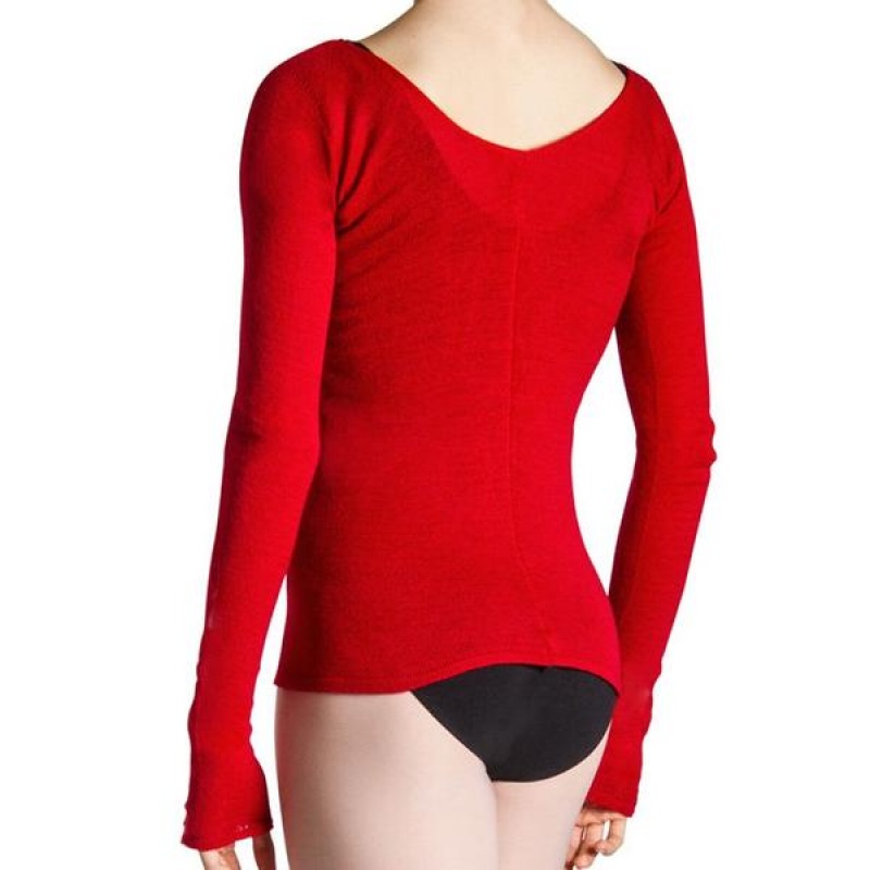 Women's Bloch Kara Long Sleeve V Tops Red | USXBR25958