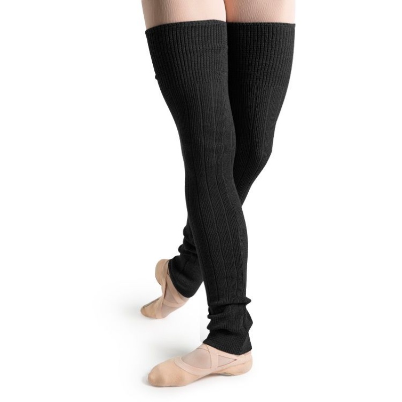 Women\'s Bloch Long Ribbed Legwarmers Knitwear Black | USEGJ68424