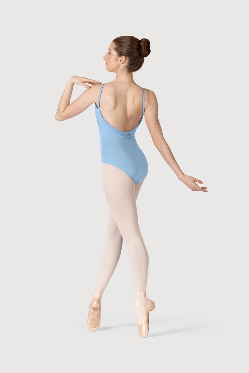 Women's Bloch Microlux™ Cherie Princess Cami Gathered Front & Back Leotards Ballet Blue | USIIZ35199