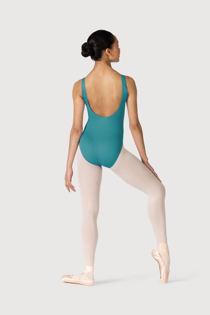 Women's Bloch Microlux™ Nyla Gather Front & Low Back Leotards Teal | USEGJ23568