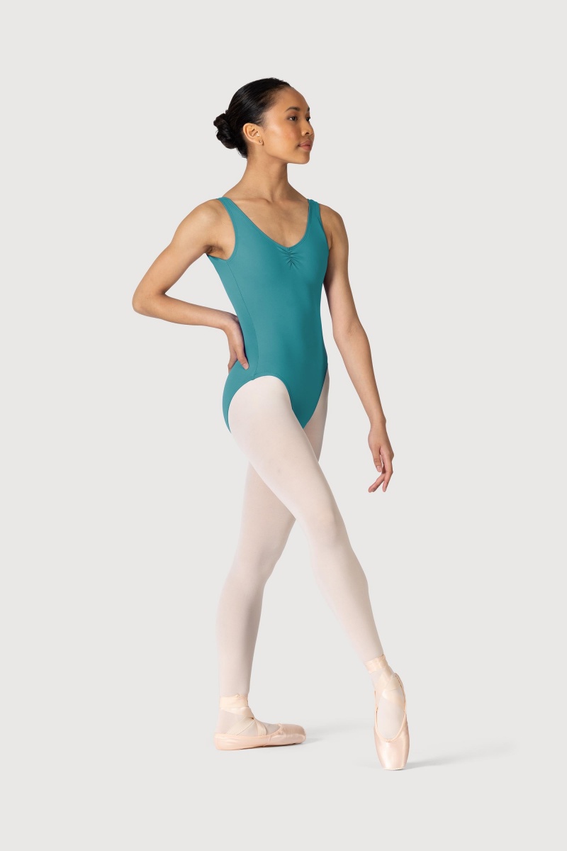 Women's Bloch Microlux™ Nyla Gather Front & Low Back Leotards Teal | USEGJ23568