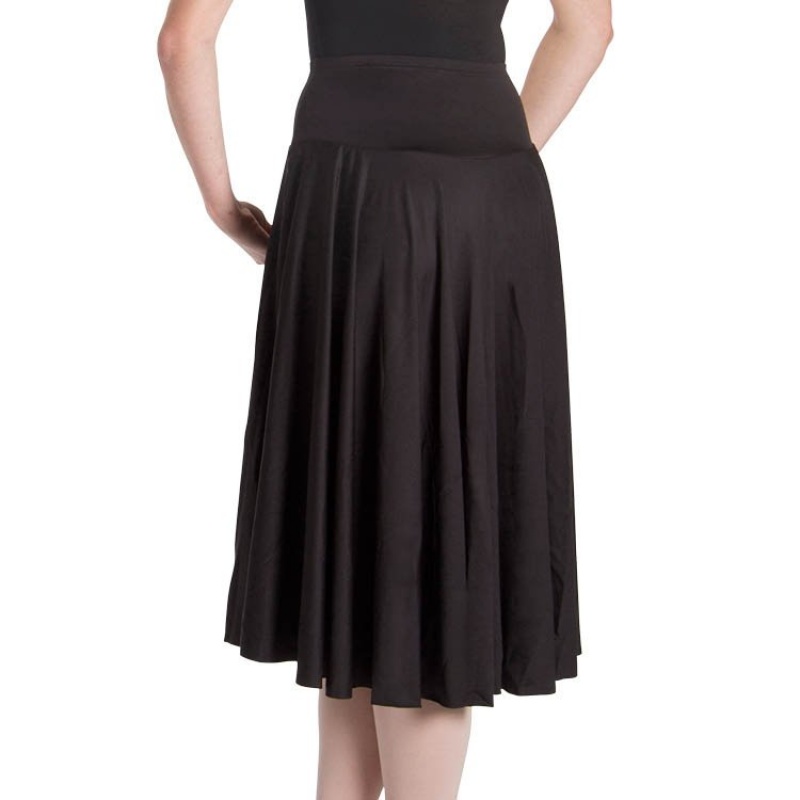 Women's Bloch Mirella Brianna Knee Length Circle Skirts Black | EUSVG71172