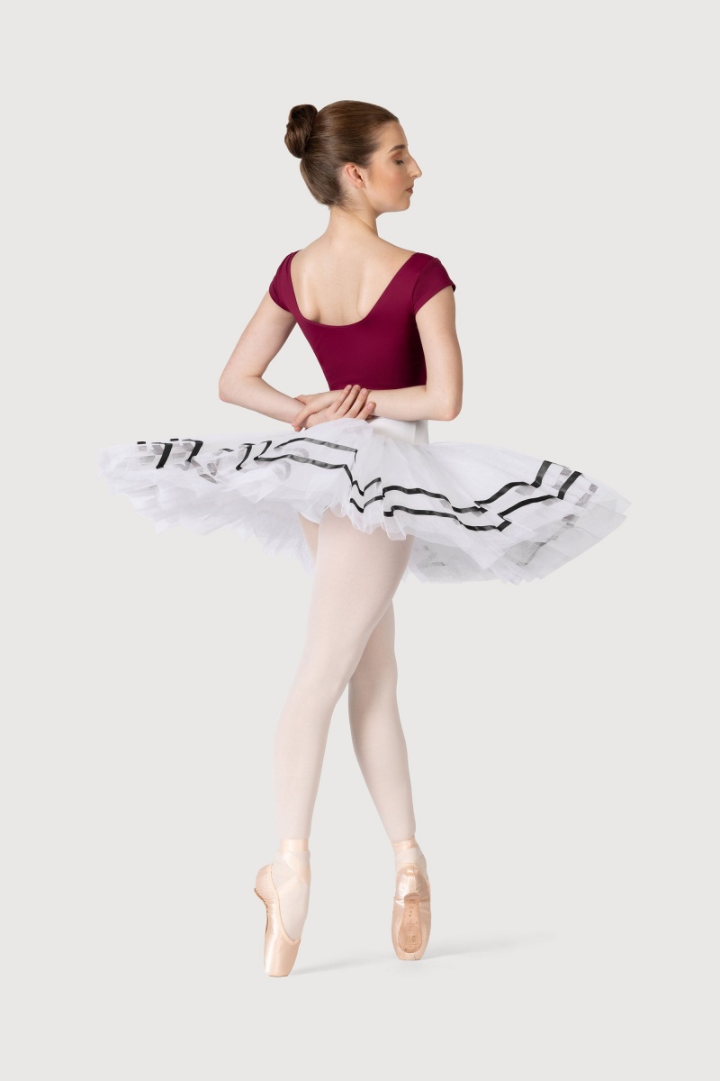 Women's Bloch Nadia Ribbon ½ Tutu Skirts White/Black | TUSWZ42076