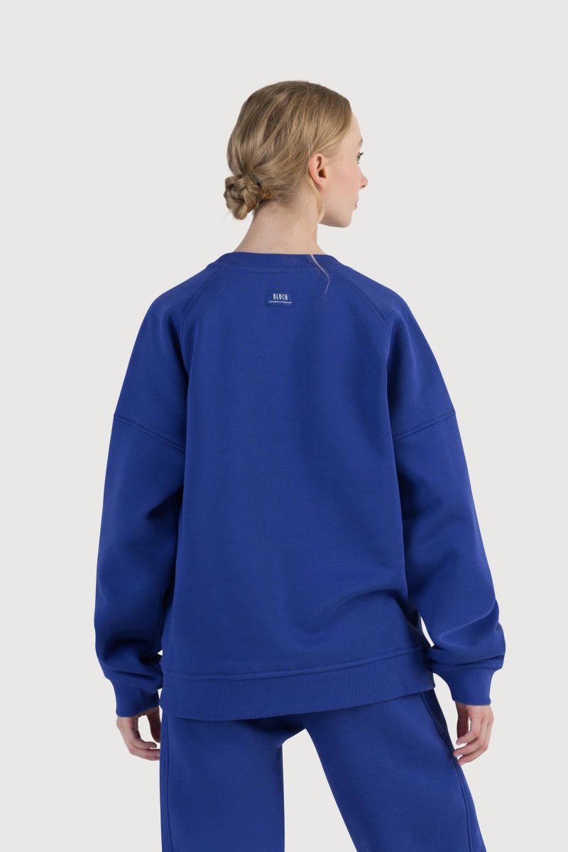 Women's Bloch Off-Duty Terry Crew Sweat Tops Satin Sky | USEGJ21054