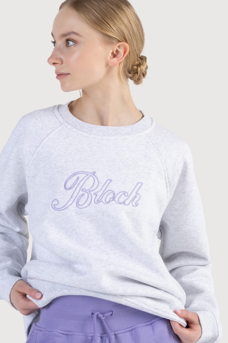 Women's Bloch Off-Duty Terry Crew Sweat Tops Snow Marle | USZPD34342