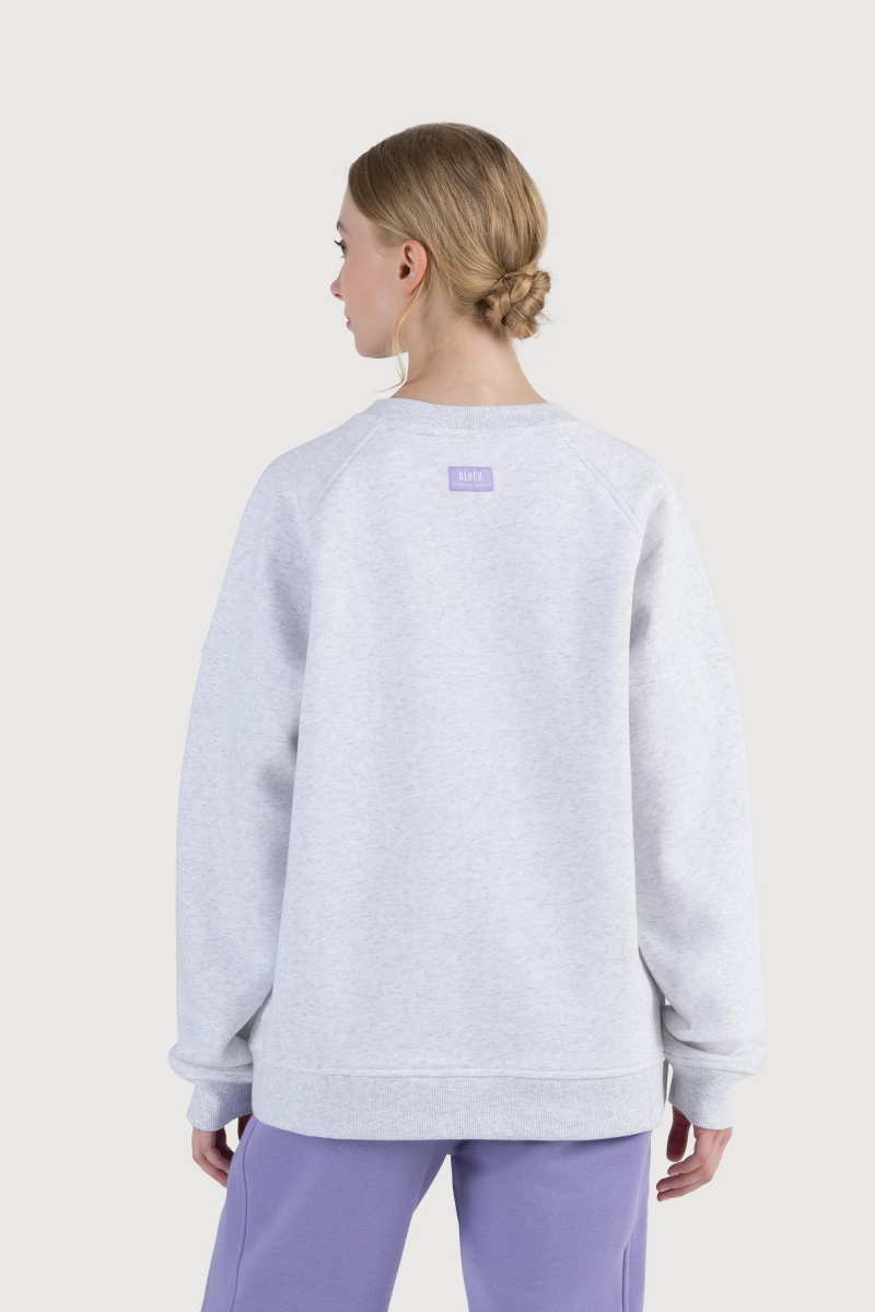 Women's Bloch Off-Duty Terry Crew Sweat Tops Snow Marle | USZPD34342