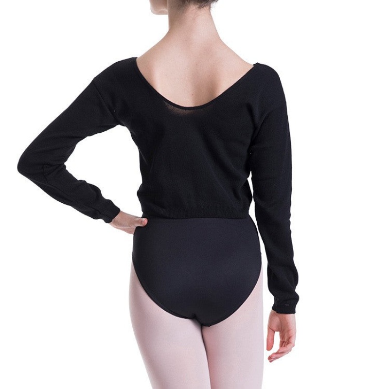 Women's Bloch Overt Cropped Long Sleeve Sweater Tops Black | BUSSD62044