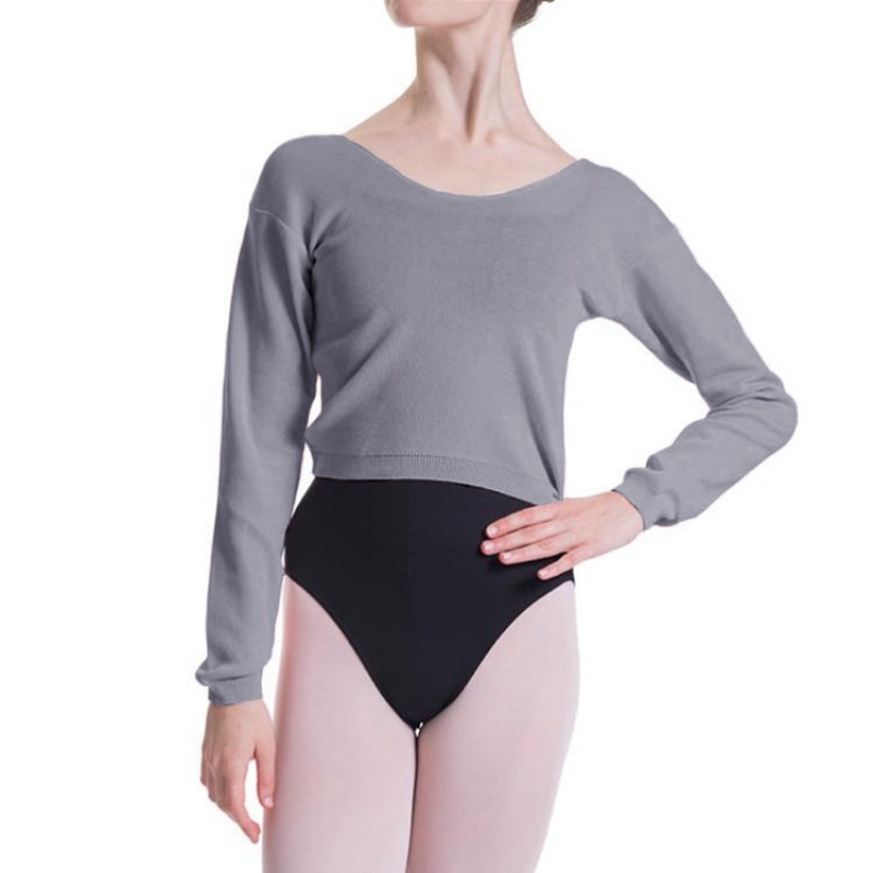 Women's Bloch Overt Cropped Long Sleeve Sweater Tops Light Grey Marle | AUSDF35169