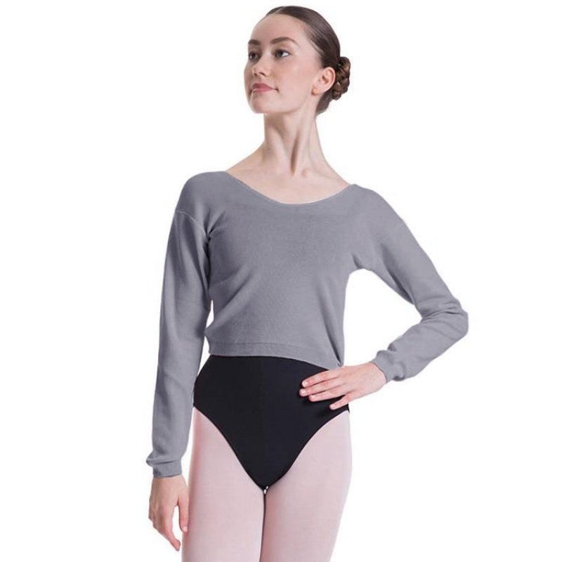 Women\'s Bloch Overt Cropped Long Sleeve Sweater Tops Light Grey Marle | AUSDF35169