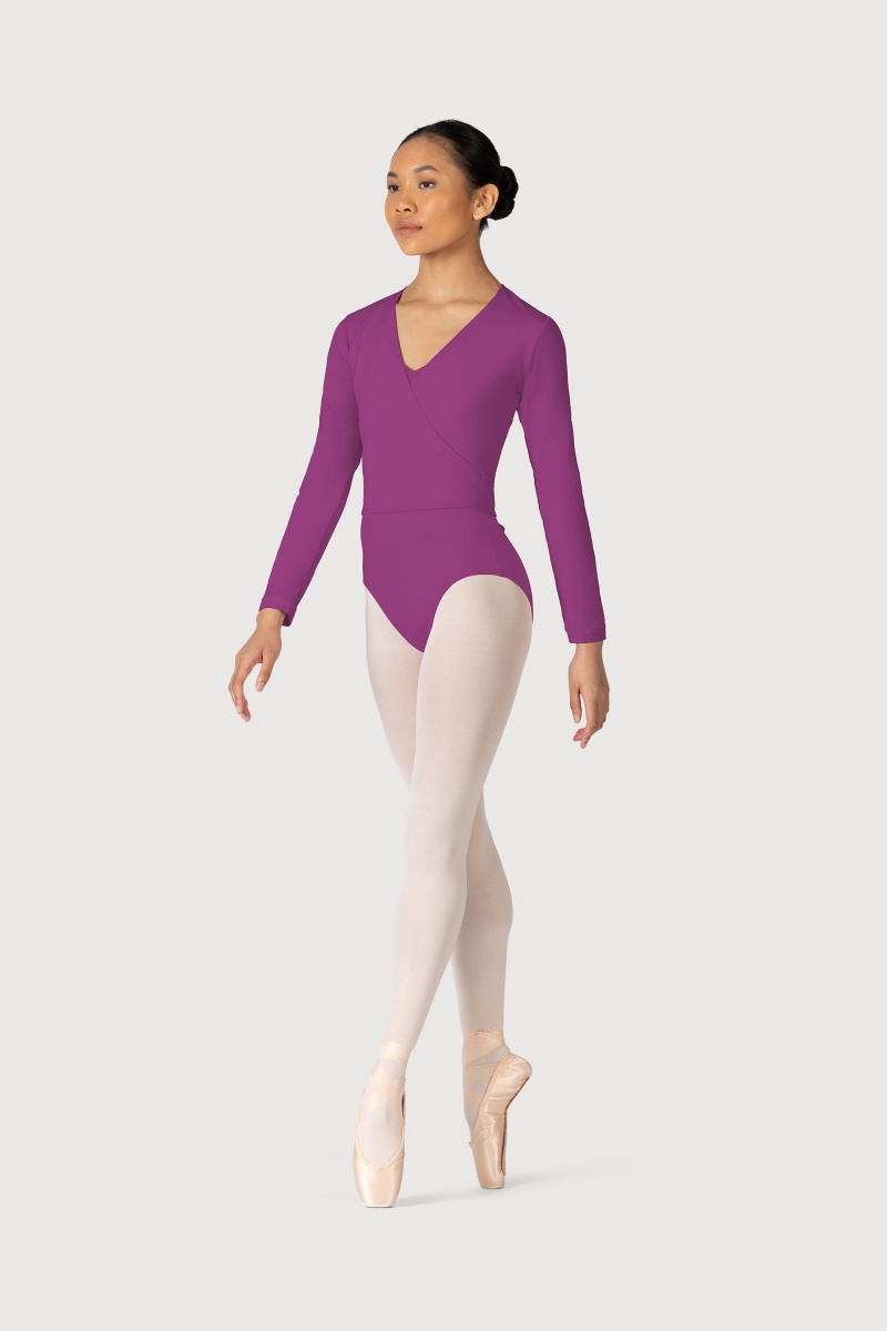 Women's Bloch Overture Crossover Long Sleeve Wrap Tops Berry | MUSFT94204