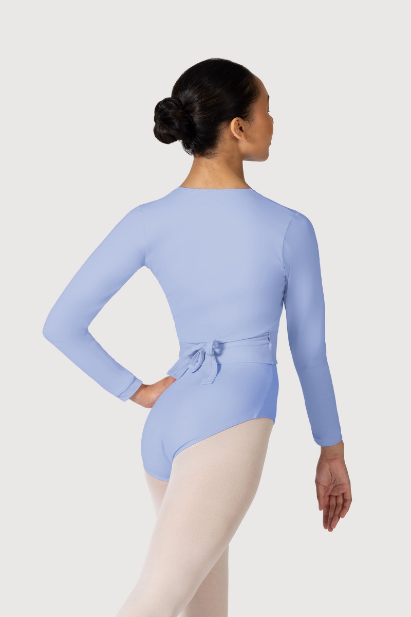 Women's Bloch Overture Crossover Long Sleeve Wrap Tops Bluebird | ZUSNQ84557