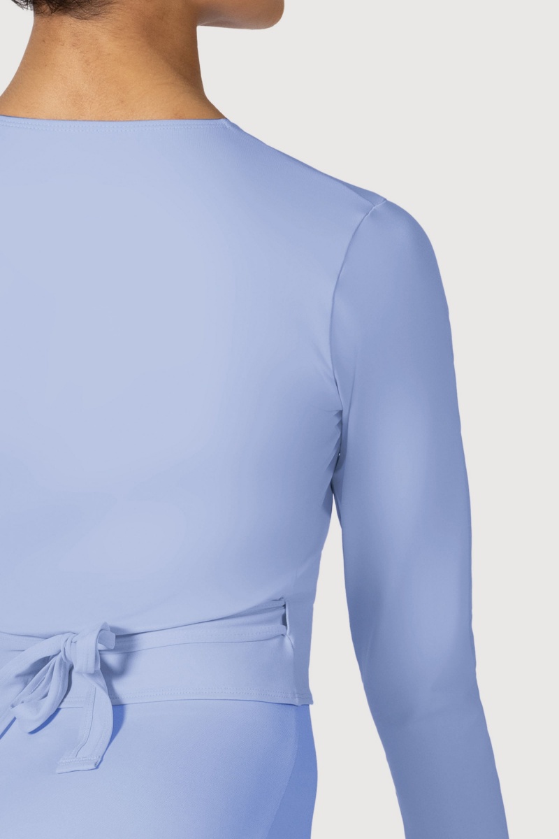 Women's Bloch Overture Crossover Long Sleeve Wrap Tops Bluebird | ZUSNQ84557