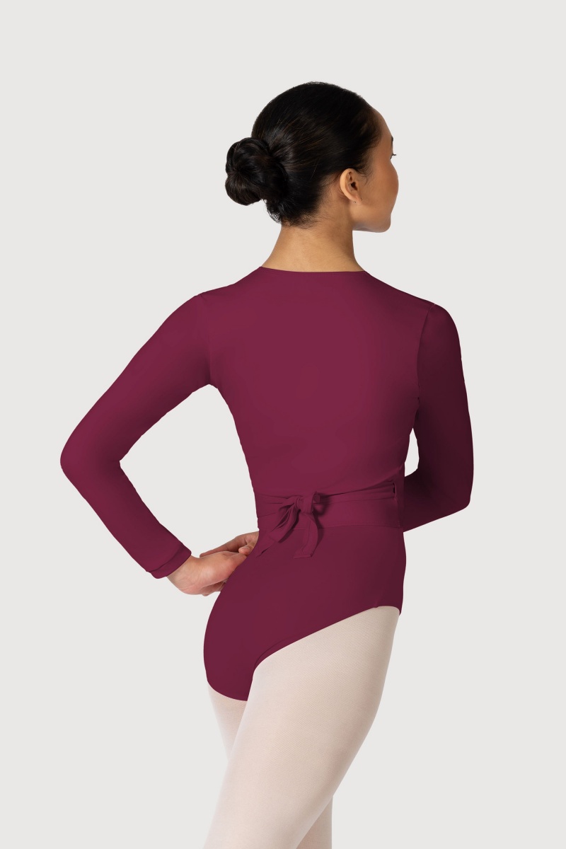 Women's Bloch Overture Crossover Long Sleeve Wrap Tops Burgundy | UUSTG73897