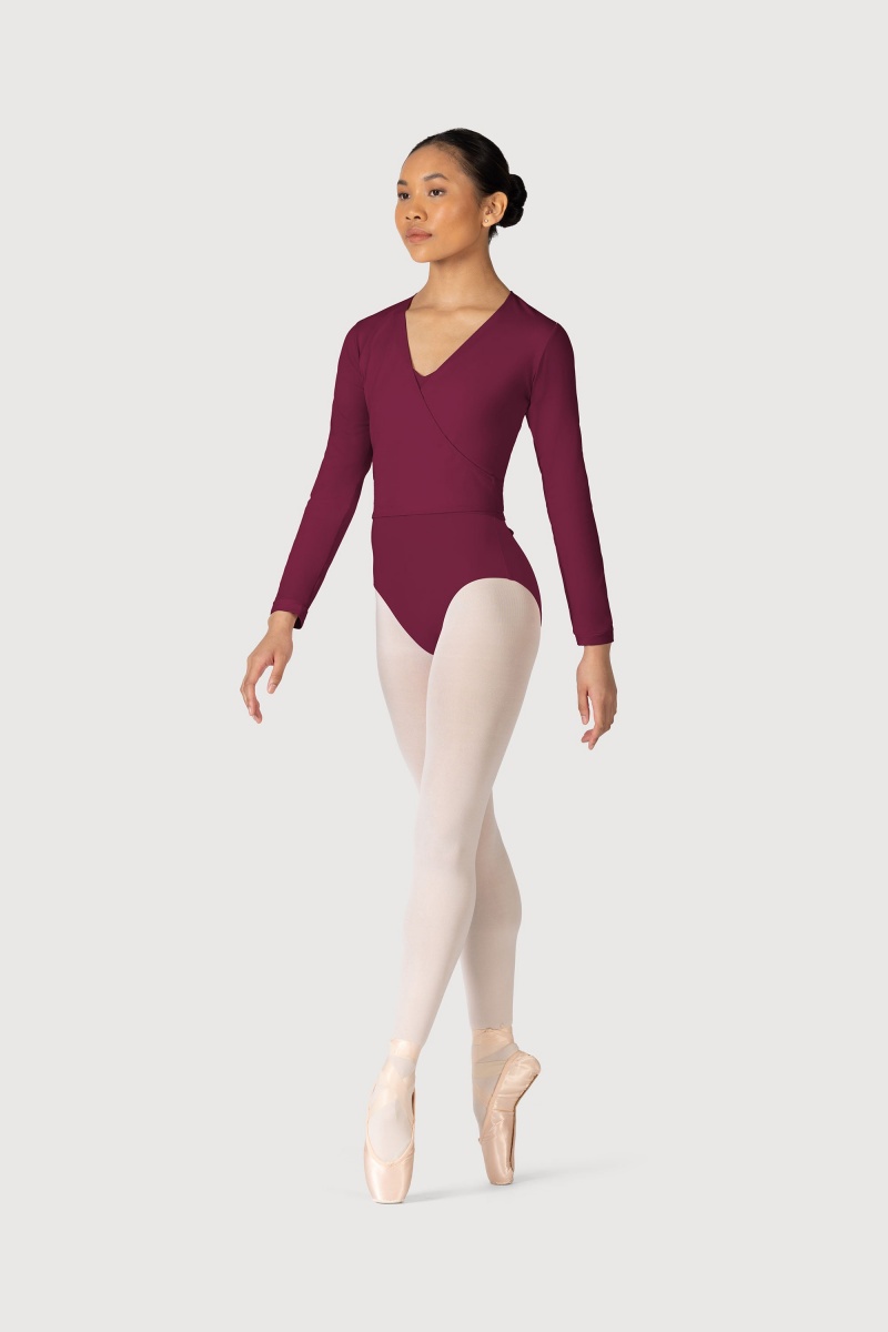 Women's Bloch Overture Crossover Long Sleeve Wrap Tops Burgundy | UUSTG73897