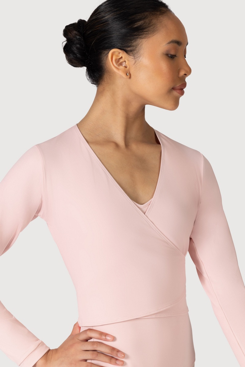 Women's Bloch Overture Crossover Long Sleeve Wrap Tops Candy Pink | SUSVO88685