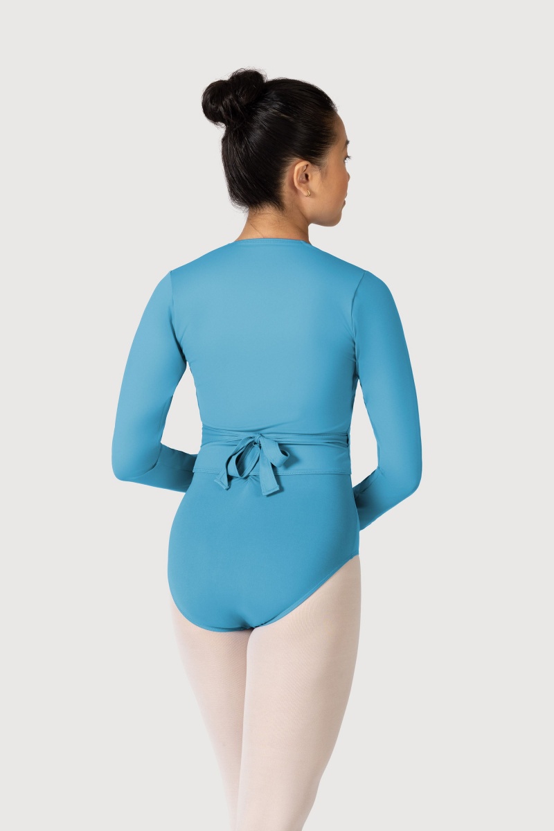 Women's Bloch Overture Crossover Long Sleeve Wrap Tops Capri Blue | BUSSO50497