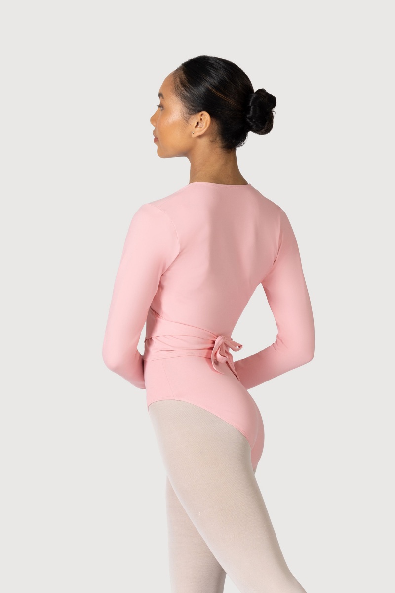 Women's Bloch Overture Crossover Long Sleeve Wrap Tops French Rose | EUSHC52169