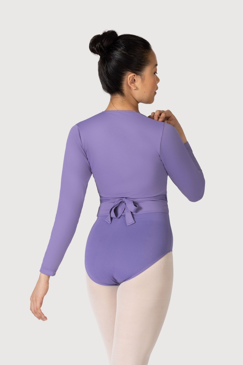 Women's Bloch Overture Crossover Long Sleeve Wrap Tops Jacaranda | ZUSMJ99066