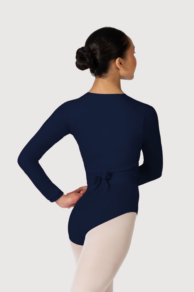 Women's Bloch Overture Crossover Long Sleeve Wrap Tops Navy | MUSFT29573