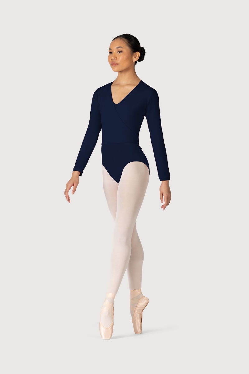 Women's Bloch Overture Crossover Long Sleeve Wrap Tops Navy | MUSFT29573