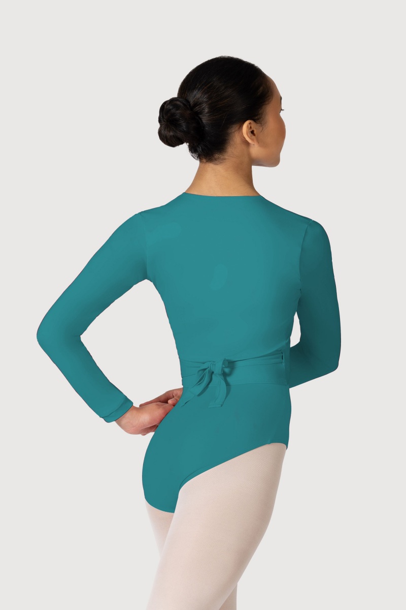 Women's Bloch Overture Crossover Long Sleeve Wrap Tops Teal | USCVG92965