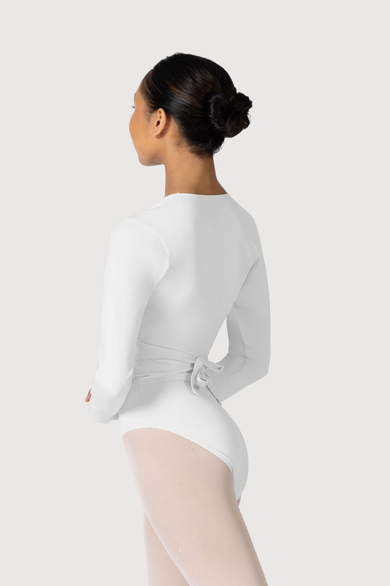 Women's Bloch Overture Crossover Long Sleeve Wrap Tops White | USEGJ50643