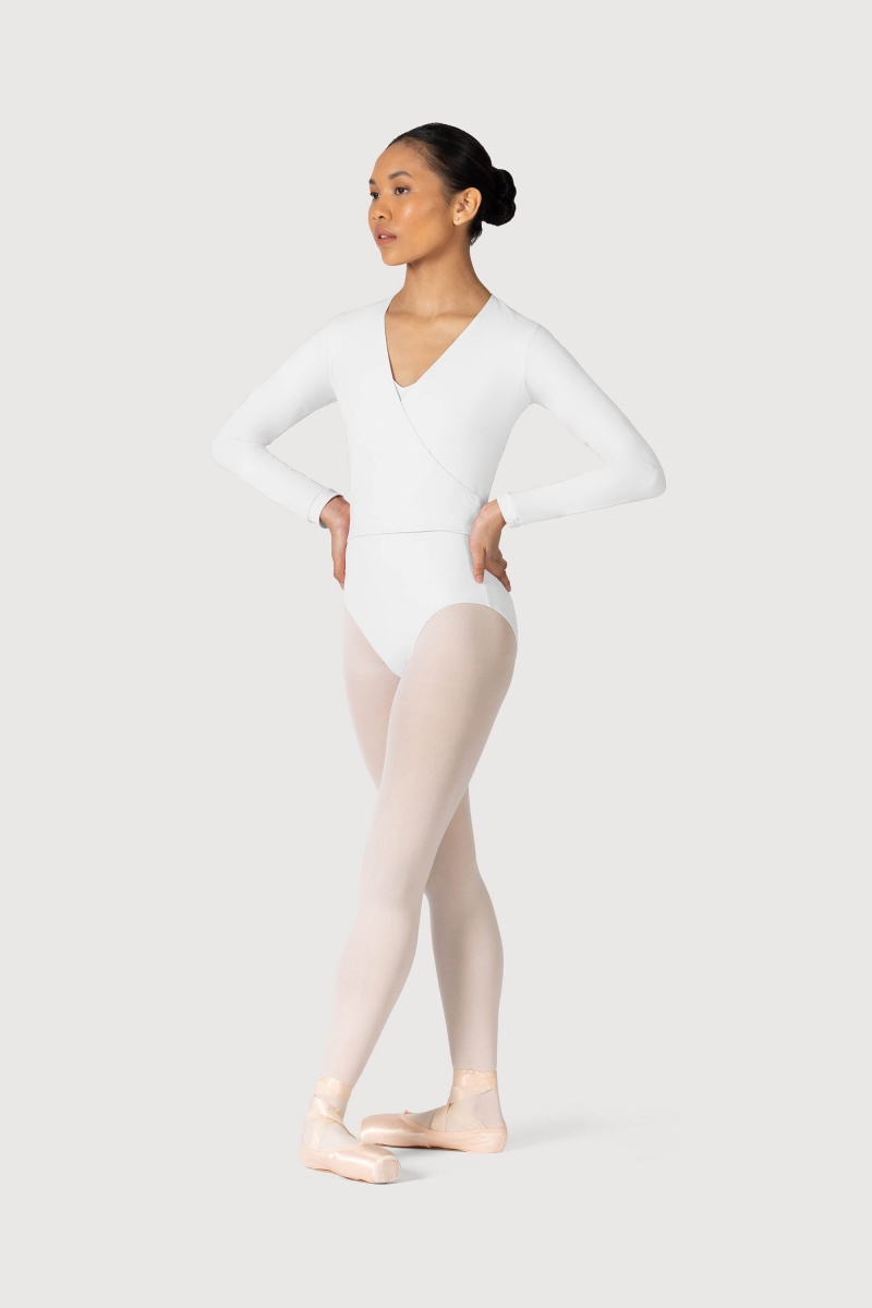 Women's Bloch Overture Crossover Long Sleeve Wrap Tops White | USEGJ50643