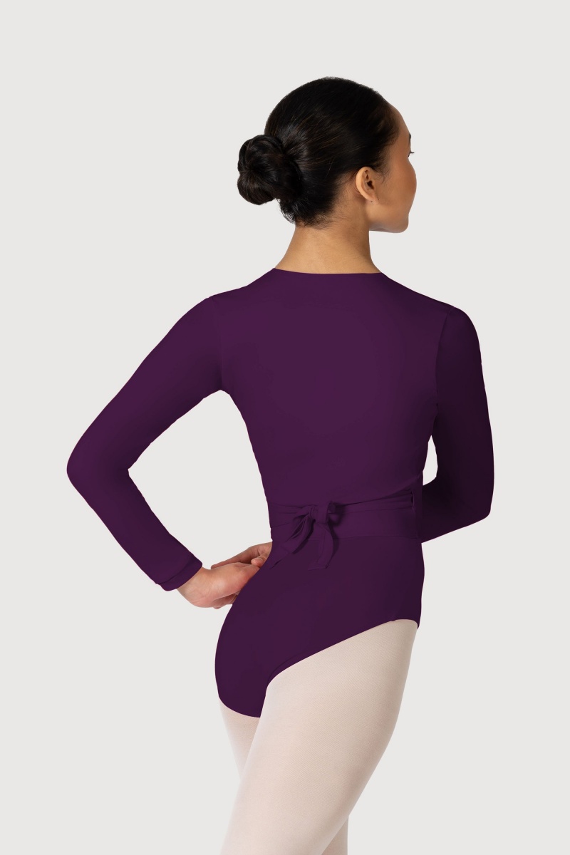 Women's Bloch Overture Crossover Long Sleeve Wrap Tops Plum | XUSGW48346