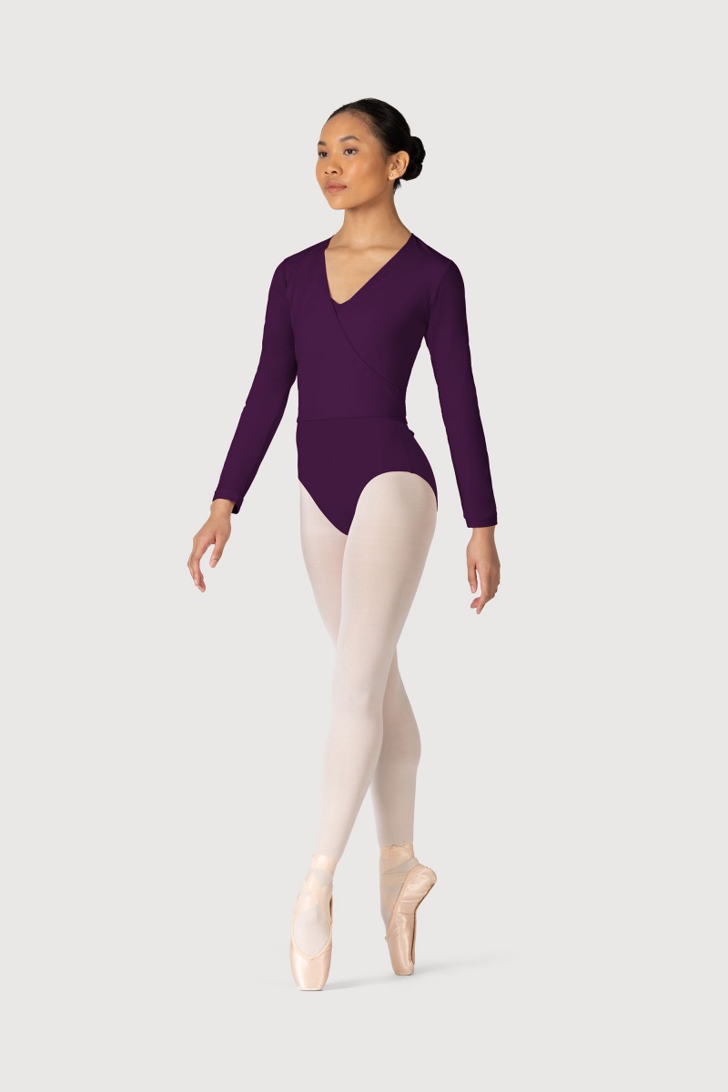 Women's Bloch Overture Crossover Long Sleeve Wrap Tops Plum | XUSGW48346