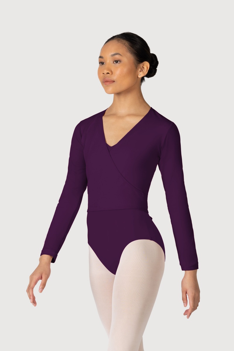 Women\'s Bloch Overture Crossover Long Sleeve Wrap Tops Plum | XUSGW48346