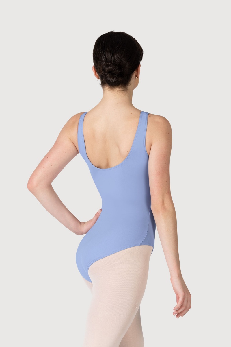 Women's Bloch Overture Odetta Sleeveless Pleat Leotards Bluebird | MUSHR85818