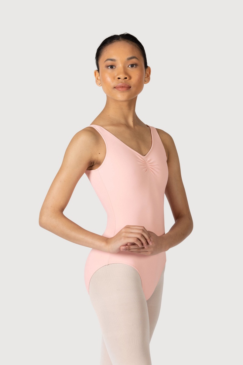 Women's Bloch Overture Odetta Sleeveless Pleat Leotards Candy Pink | GUSEC12315